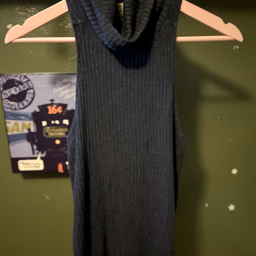 Free People Tops Navy Heather Sleeveless Turtleneck